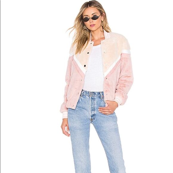 ON PARLE DE VOUS Jackets & Blazers - Iceberg Bomber in Beige Nude & Rose Sakura
